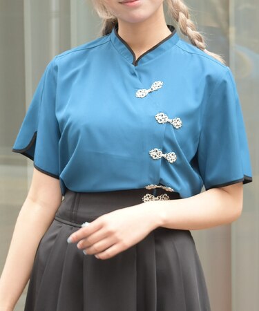 チャイナボタンショートブラウス