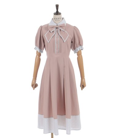 ストライプ切替シャツワンピース