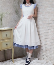バイカラーフレアノースリワンピース