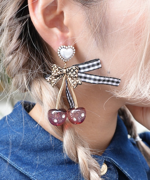 チェリーリボン２ｗａｙピアス