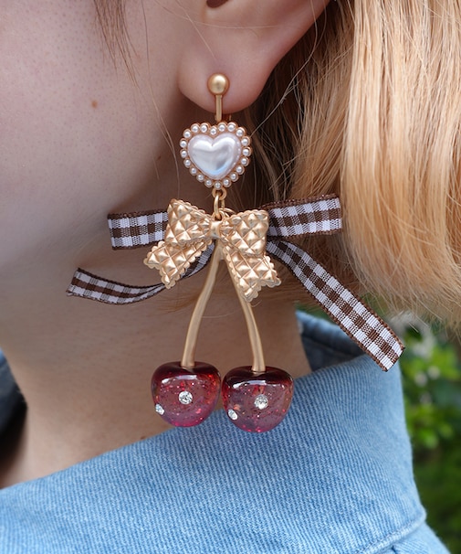 チェリーリボン２ｗａｙピアス