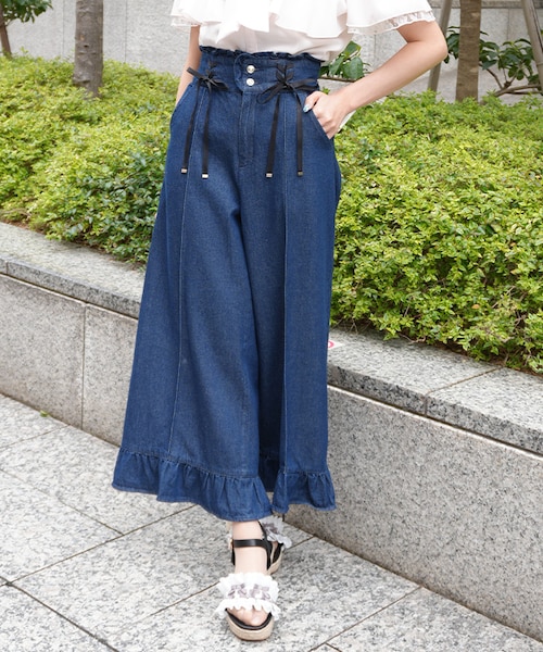 ハイウエストワイドデニムパンツ｜アクシーズファムの通販｜&mall