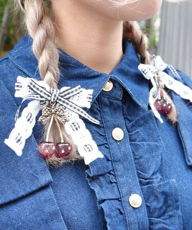 チェリーリボンヘアクリップ