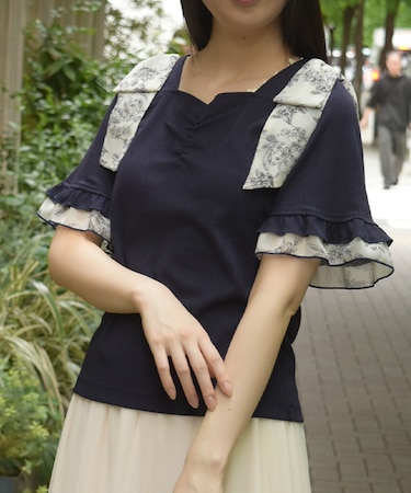 シフォンリボンカットプルオーバー