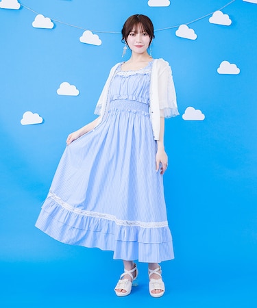 メローフリルストライプジャンパースカート