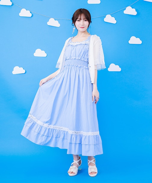 メローフリルストライプジャンパースカート