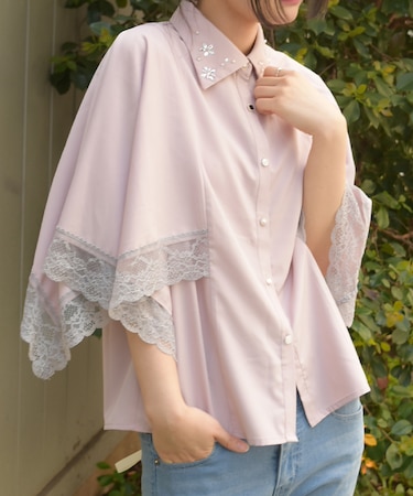 ケープ風袖ブラウス