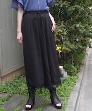 接触冷感裾レースワイドパンツ