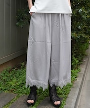 接触冷感裾レースワイドパンツ