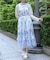 紫陽花柄ショルダーリボンワンピース