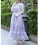 紫陽花柄ショルダーリボンワンピース