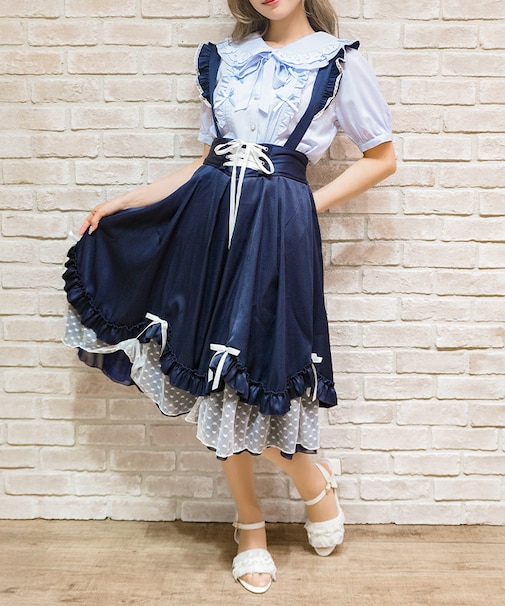 リボン付きフリルサススカート
