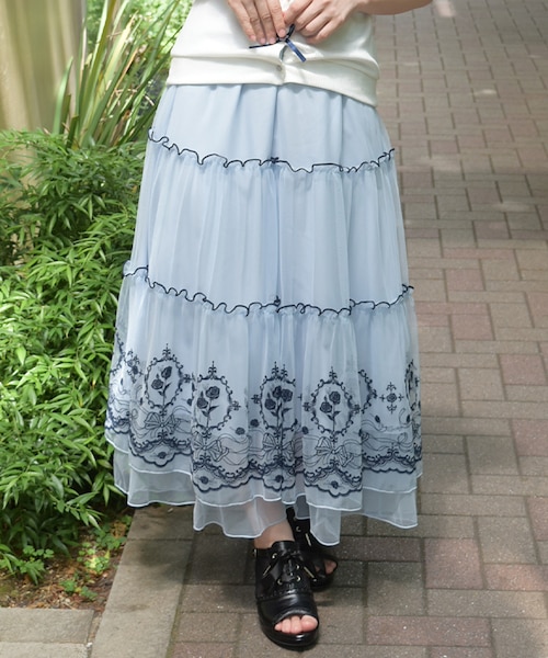 ローズ刺繍×チュールスカート｜アクシーズファムの通販｜&mall（アンド