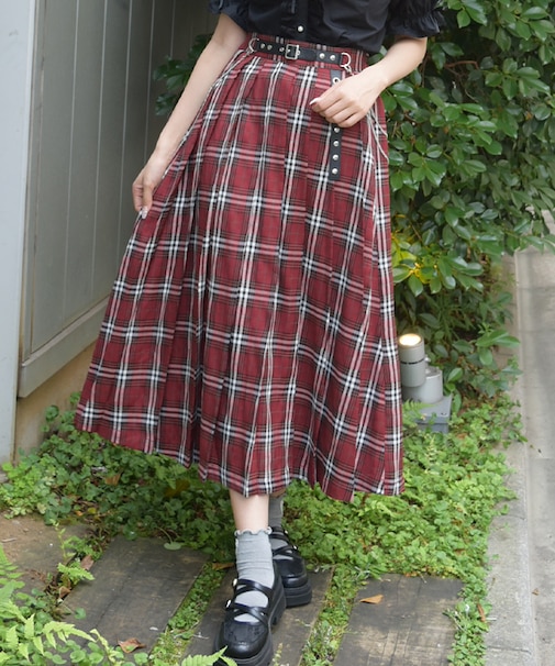 ベルト×チェーンプリーツスカート