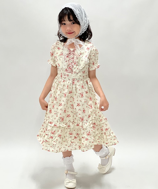 ロリィタ風花柄ワンピース