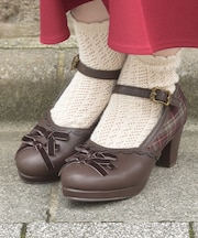 配色チェック柄パンプス
