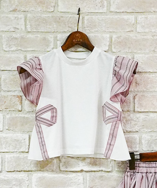 ストライプ×リボンTシャツ