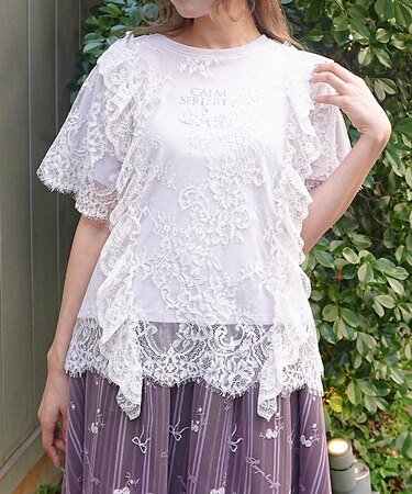 レースレイヤードTシャツ
