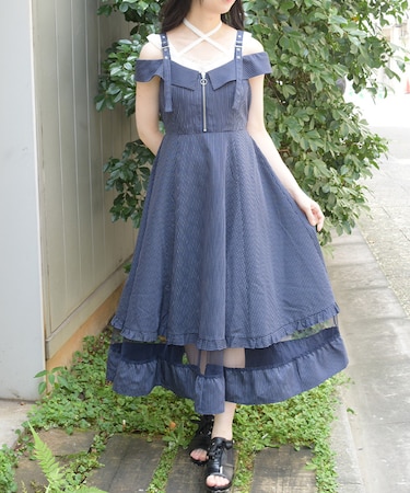 裾チュールワンピース