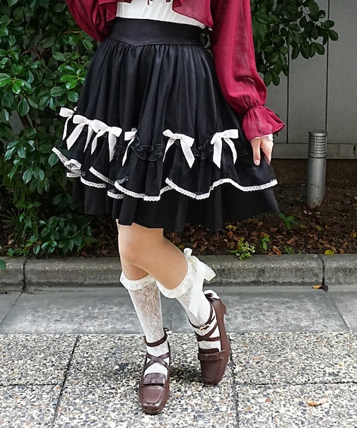 メニーリボンミドルスカート