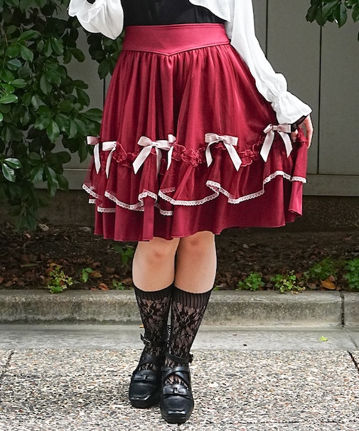 メニーリボンミドルスカート