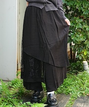 アシメレース重ねパンツ