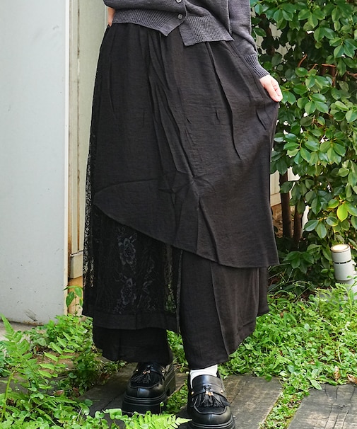 アシメレース重ねパンツ
