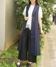サイドプリーツロングジレ