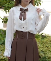 リボン×パールチェーンブラウス