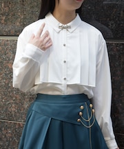 金具付プリーツ×フラシブラウス