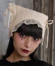 ネコ耳風レースニット帽