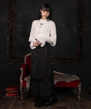 レース切替刺繍ロングパンツ