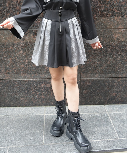 ジップ付ジャガードスカパン