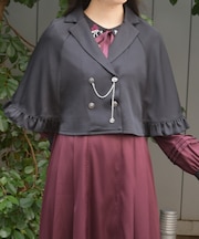 W釦プチフリルケープ