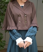 Ｗ釦プチフリルケープ