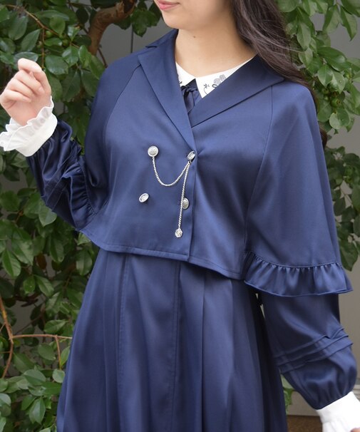 W釦プチフリルケープ