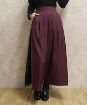 裾レースサイド切替ワイドパンツ