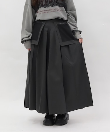 メッシュデザインフレアパンツ