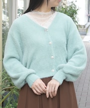 花スパンコールフェザーカーデ