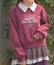 バラＰＴ×ロゴ刺繍襟付きトレーナー