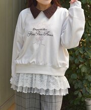 バラＰＴ×ロゴ刺繍襟付きトレーナー