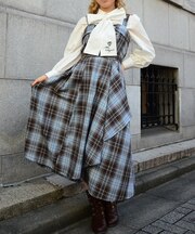 タータンチェックトレンチワンピース