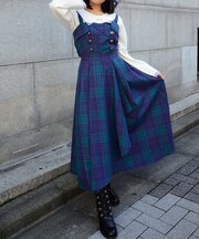 タータンチェックトレンチワンピース