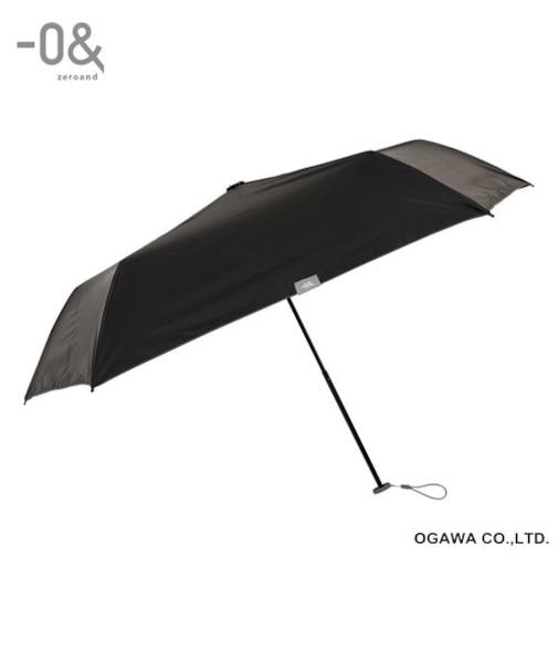 日傘 折りたたみ傘 メンズ レディース 遮熱 遮光 UVカット 99%以上 軽量 133g スリム 50cm 5本骨 -0& ゼロアンド ブラック 手開き 安全カバー付き 裏側黒コーティング はっ水 収納しやすい共袋 52878