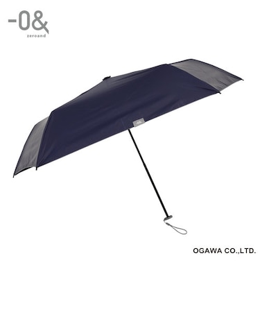 日傘 折りたたみ傘 メンズ レディース 遮熱 遮光 UVカット 99%以上 軽量 133g スリム 50cm 5本骨 -0& ゼロアンド ネイビー 手開き 安全カバー付き 裏側黒コーティング はっ水 収納しやすい共袋 52879