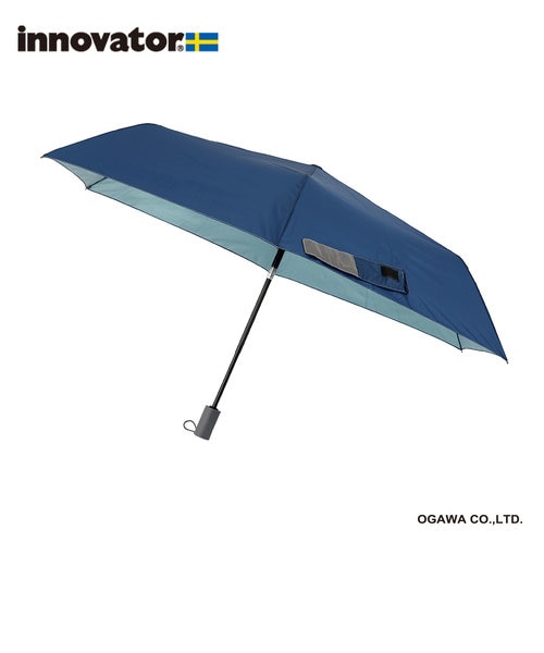 innovator晴雨兼用折りたたみ自動開閉日傘【ディープブルー
