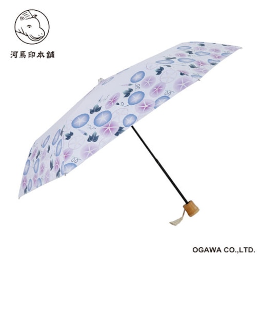 河馬印本舗の晴雨兼用折りたたみ日傘【あさがお（薄葡萄/うすぶどう）】