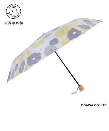 河馬印本舗の晴雨兼用折りたたみ日傘【花（金糸雀色/かなりあいろ）】
