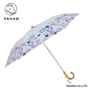 河馬印本舗の晴雨兼用2段ミニ折りたたみ日傘【あさがお（薄葡萄/うすぶどう）】