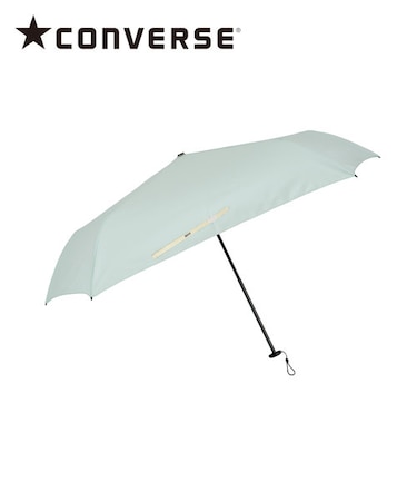 CONVERSE 折りたたみ傘 メンズ レディース 傘 超軽量 90g スリム 5本骨 50cm 超はっ水 ミントグリーン 手開き 安全カバー付き ポーチ型共袋 ワンポイント ロゴ 刺繍 20132